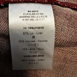 Cotelac Paperbag Skirt Linen Wool Tie Waist Pleated Back Zip Front Pockets XL 37 Red Photo 2