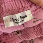 I Love Linen Pink Floral Linen Skirt Elastic Waist Boho Italy Medium Photo 2