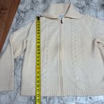 Pendleton  100% Lambswool Full Zip Cable Knit Ladies Sweater Cream Size large Photo 6