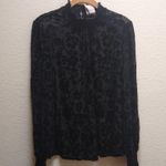 Knox Rose  Long Sleeve Mock Turtleneck Velour Floral Blouse Photo 4