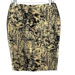 Escada Pencil Skirt US 4 Black Gold Linen Silk Blend Brocade Abstract Glamour Photo 1