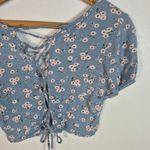 Sky And Sparrow Blue Floral Crop Top Photo 6
