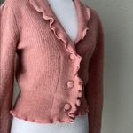 ZARA Pink Ruffle Trim Knit Cardigan Sweater Button Front Size Small Photo 4