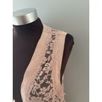 Vocal Vest Womens XL Pink Open Cardigan Lace Suede Coquette Whimsy Sheer Photo 1