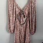 Lush Clothing NWT LUSH Open Tie Back Dress Feminine Boho Trendy Cream Mocha Medium Photo 5