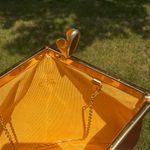 Vintage Brown Leather Frame Clutch with Gold Hardware Photo 8