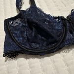 Victoria's Secret Victoria’s Secret Blue Shimmer & Black Unlined Demi Underwire Bra 36D Lace Photo 3