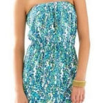Lilly Pulitzer  Windsor Strapless Dress Coverup Sea Blue Green‎ It's A Stretch XS Photo 0
