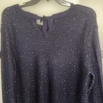Beautiful Sequined Navy Blue Shimmery Long sleeve Sweater Ribbon Tie Size XL Photo 2