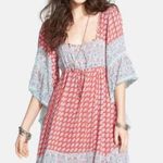 Free People Red/Blue Heart of Gold Babydoll Kaftan Tunic Boho Mini Dress Size XS Photo 1