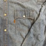 Levi's Levi Sierra Humps And Saddlery‎ Chambray Pearl Snap Orange Tab Shirt Medium VTG Photo 2