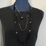 Oxidized Silver and Black Multi Media 2 Piece Necklace Set Photo 8