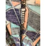 CAbi  Small Long Sleeve Shirt Faux wrap ruched Gathered Front Geometric‎ Colorful Photo 4