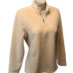 L.L.Bean Fleece Quarter Zip Jacket Winter White Ivory Sz. S Stretch Lounge Cozy Photo 2