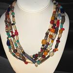 Massive 4 Strand Native American Beaded Sterling Silver Necklace Silver Photo 1