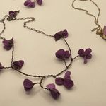 Vintage 3 Floral Wired Strand Purple Fuchsia Spacer Necklace W/ Paired N… Photo 10