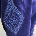 VINTAGE Escada Blue Velvet Blazer Beaded Sz 38 Made in West Germany Photo 5
