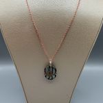 Handmade Artisan Green Burgundy Stripe Glass Pendant With New Chain Photo 2