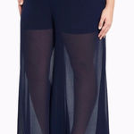Torrid *New Chiffon Wide Leg Pant Womens M/L 00 Navy Blue Summer Resort Travel Photo 0