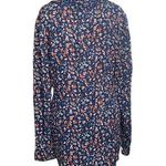 Hinge Blue Floral V-Neck Long Sleeve Casual Lightweight Blouse Photo 1