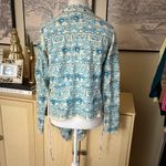 Johnny Was  BIYA Teal Embroidered Drape Cardigan Size Medium Photo 3