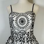 EXPRESS Tiered Eyelet Cotton Fit And Flare Dress Black & White Women’s Size 4 Photo 3