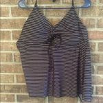 Time and Tru Black and White Striped Bikini Top Size 1X Photo 0