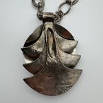 Anthony Alexander Statement Necklace Artisan Blue Glass Pendant Chunky Chain Silver Photo 3