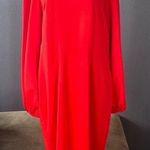 Women’s Red Long Sleeve Midi Dress with Bow Detail Size XL Photo 0