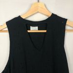 Abound  Black Distressed Cutout V-Neck Tie Front Tank Top S Photo 2