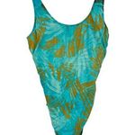 LL Bean green & gold leaf one piece swimsuit bathing suit plus size 16 regular Photo 0