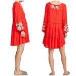 Free People Orange Red Embroidered Boho Floral Spell On You Mini Dress XS Photo 10