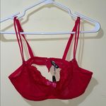 Adore Me Womens New  Red Lace Bra With Pink Bow Details Photo 0