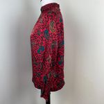 Vintage Anne Crimmins Silk Red Paisley High Neck Long Sleeve Blouse Size 8 Photo 3
