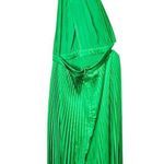 L’IDEE Bright Green Renaissance Mock Neck Pleated Satin Midi Dress Size 12 Photo 6