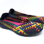 Corkys Sidewalk Size 11 Rainbow Multicolored Colorful Woven Ballet Flat Elastic Photo 0