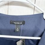 Torrid New Jacket Women Sz 6 Navy Open Front Collared Cinch Sleeve Blazer Preppy Photo 1