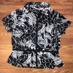 Emma James  Petite Floral Button Up Black Shirt Size 4 Photo 0