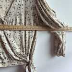 American Eagle AEO  Outfitters Womens large Floral Cream LS long sleeve faux wrap Photo 6