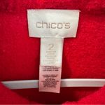 Chico's Chico’s 100% Boiled Wool Red Ruffle Front Zip Front Belted Jacket Size 2 Large Photo 2