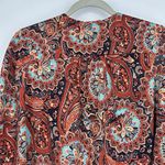 Caslon  Boho Kimono Cover Up Oversized Paisley Orange Blue Open Front Size XS/S Photo 5