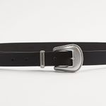 ZARA Black Silver Leather Contrast Belt Accessory Photo 1