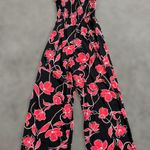 Band of Gypsies B.O.G Collective Bustier Jumpsuit w Pockets SMALL Black Red Floral Wide Leg NEW Photo 1