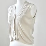 DKNY Vintage 90's Cream Off-White V-Neck Sleeveless Preppy Button Vest Small Photo 3