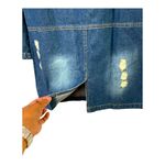 Long distressed denim woman’s lightweight jacket or Dress size M Blue Size M Photo 4