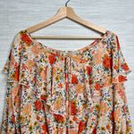 Free People bodysuit floral ruffled long sleeve bell sleeve polka dot chiffon XS Photo 2