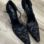 St. John  Italian Pumps Pointed Toe Kitten Heels Black Lace Sparkle Women’s 8.5 Photo 0