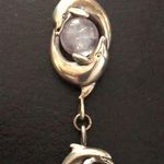 Vintage Harmony Healing LOVE Dolphins Sterling Silver Pendant Rose Quart MCM 2.5 Photo 0