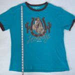 Ariat  Women’s Howdy T-Shirt Teal Brown Short Sleeve Tee Large Photo 9