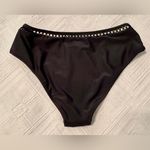 Beachsissi  swim bikini bottoms only - size medium - black - cut outs around top hem NEW Photo 4